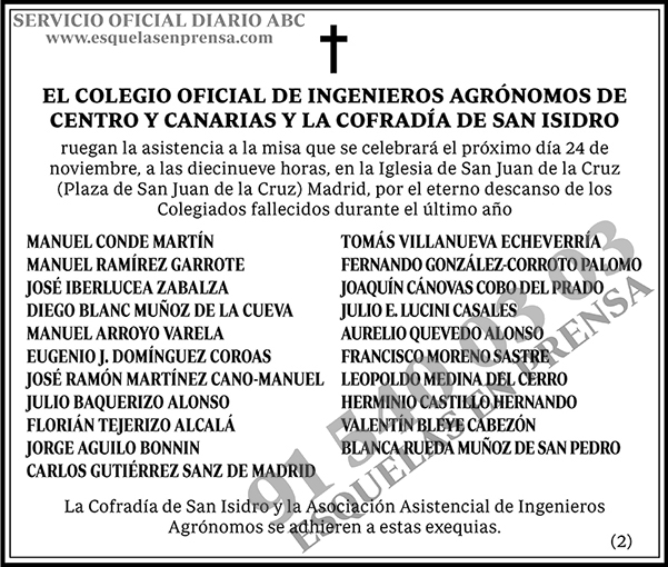 Colegio Oficial de Ingenieros Agrónomos de Centro y Canarias y la Cofradía de San Isidro
